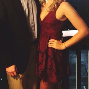 Free People wine lace mini dress